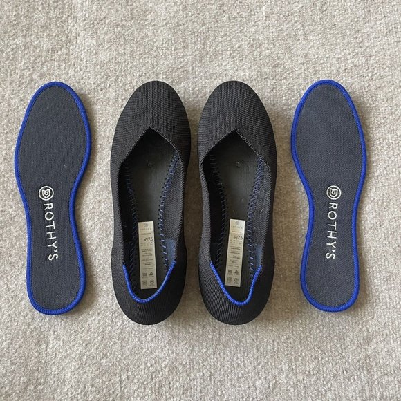Rothy’s Shoes Womens Size 7.5 Black The Flat Round Toe Casual Knit Ballet Flats - Picture 7 of 14